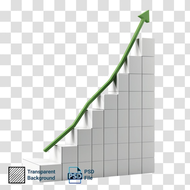 PSD a graph with a green arrow pointing up and the word graph