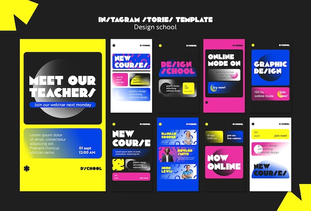 Graphic design school and classes instagram stories collection