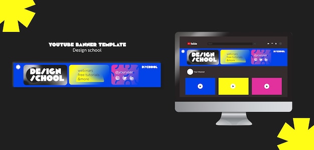 Graphic design school and classes youtube banner template