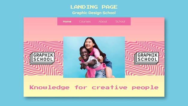 PSD graphic design school landing page