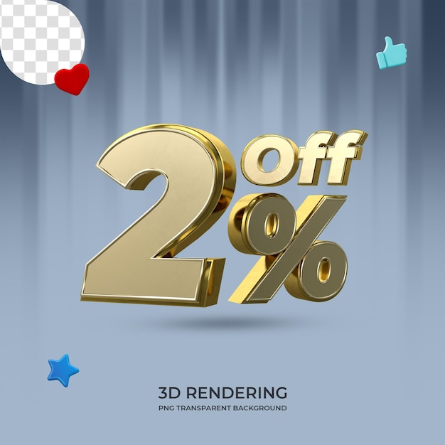 Graphic Element 2 percent off 3d rendering