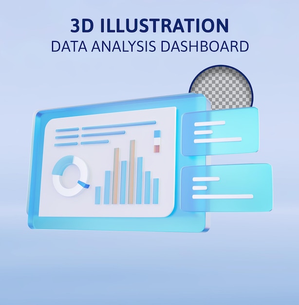 PSD graphs and data 3d rendering illustration