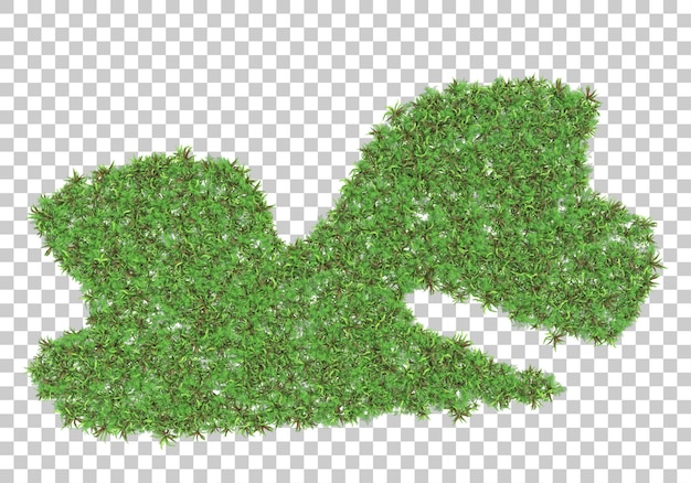 Grass field on transparent background 3d rendering illustration