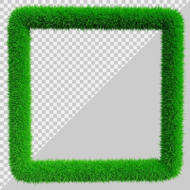 Grass frame design with rectangular shape in 3d render