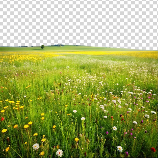 PSD grass land meadow isolated on transparent background