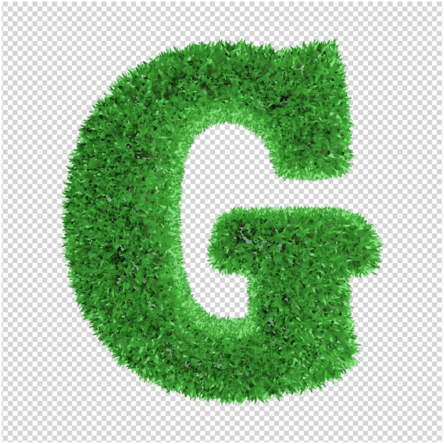 Grass letter 3d rendering