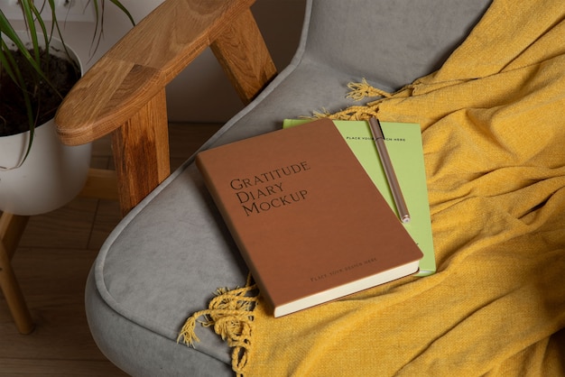 Gratitude diary indoors mockup