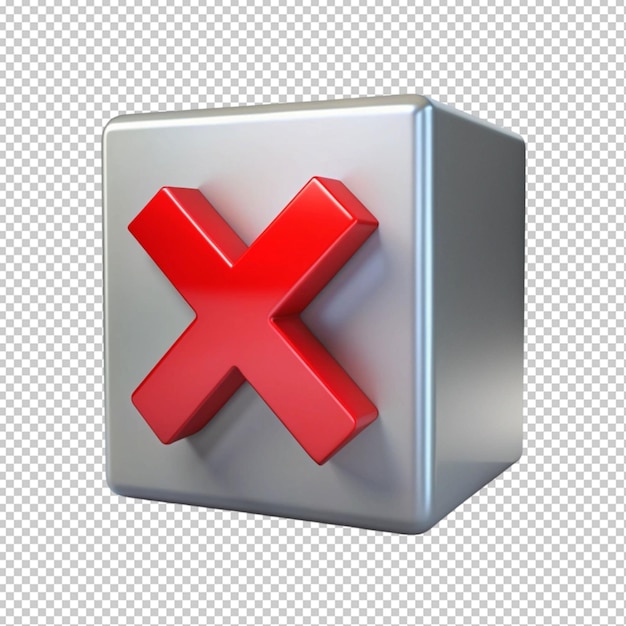 PSD gray box with red x inside on transperent background