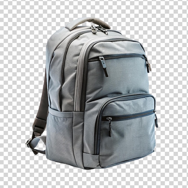 PSD gray color backpack isolated on transparent background