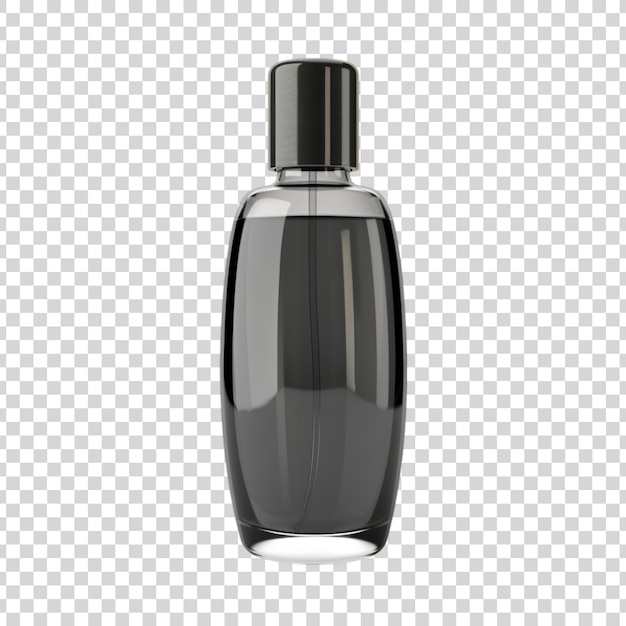 A gray cosmetics product bottle with a transparent background