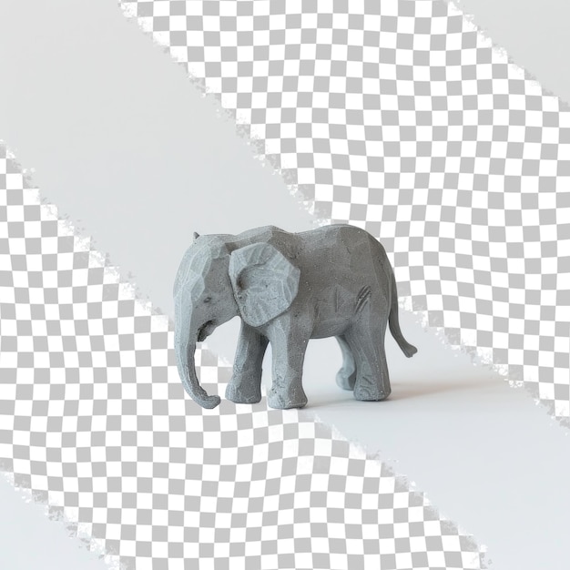 PSD a gray elephant is standing on a white platform