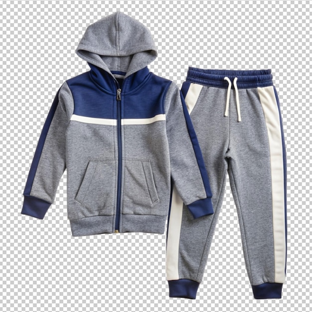 PSD a gray jacket with a white stripe on the front and the blue and white stripes on the front