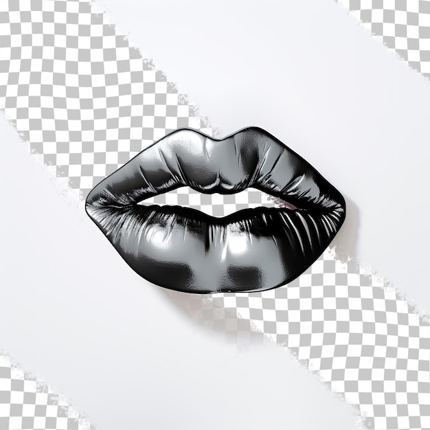 Gray lipstick kiss on a transparent background Isolated beautiful lips Vibrant kiss mark Valentine s Day fashion detail