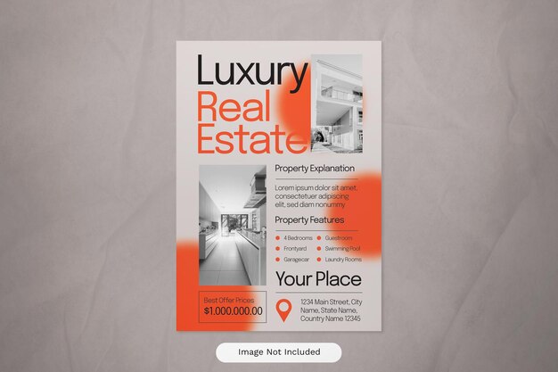 PSD gray orange new grunge luxury real estate flyer