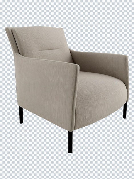 Gray single sofa mockup. Perspective. Transparent. Png. 3d rendering