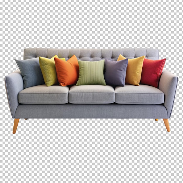 gray sofa with pillows in various colors