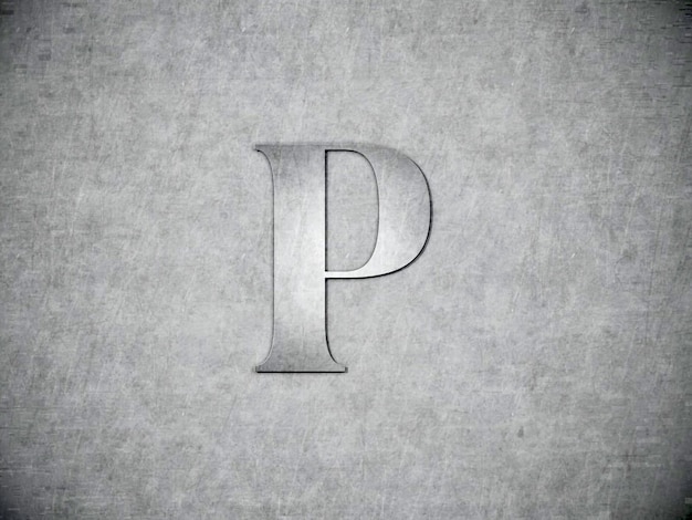 PSD a gray wall with a large p on it.