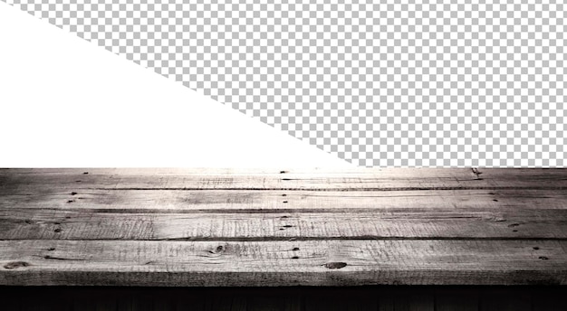 Gray wooden table for product, old dark wood perspective interior, product montage