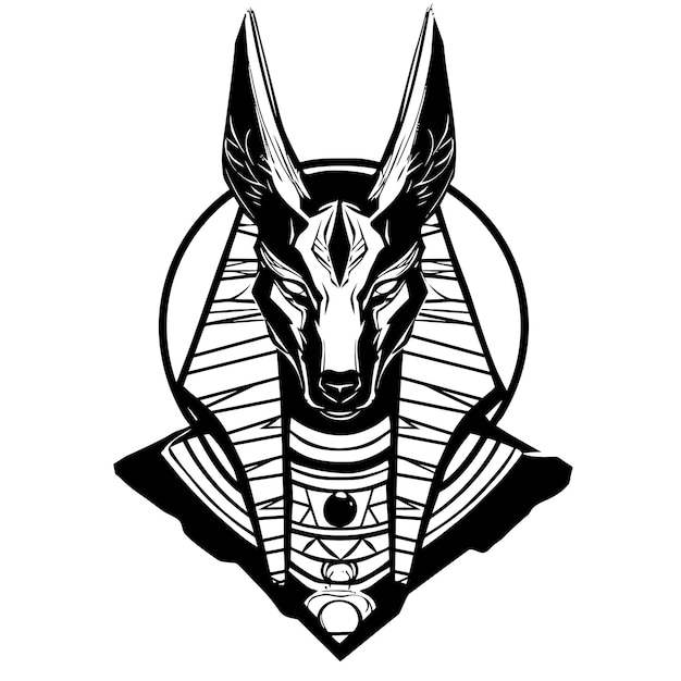 The Great Anubis Ancient Egypt Black Outlined Vector Only Art Egyptian Mythology