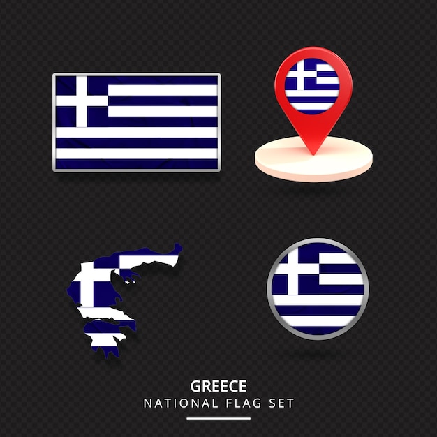 Greece National Flag map location element design