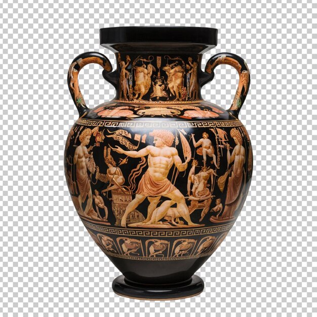 Greek amphora vase with classic mythological motifs isolated