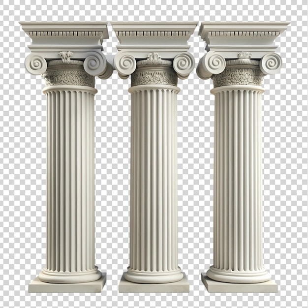 PSD greek columns isolated on transparent background