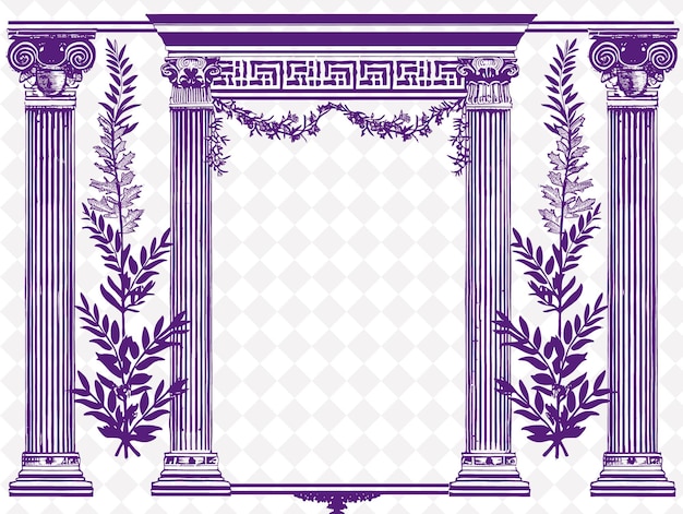 PSD greek style frame enhanced with laurel wreaths and column de png creative background design