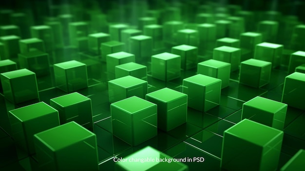 Green 3D Cube PSD Background