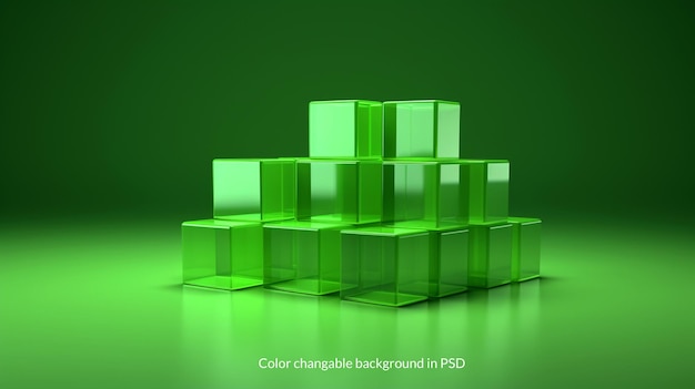 Green 3D Cube PSD Background