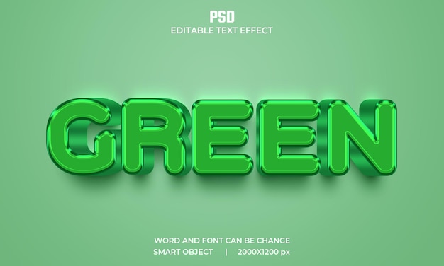 Green 3d editable text effect Premium Psd with background