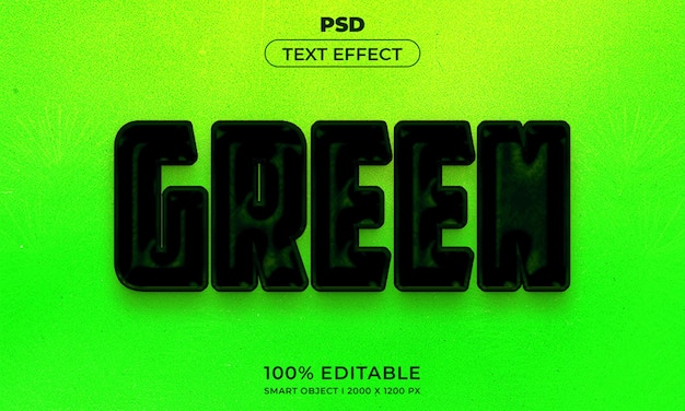 Green 3d editable text effect style with background