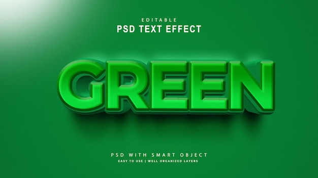 Green 3D PSD Text Effect Fully Editable