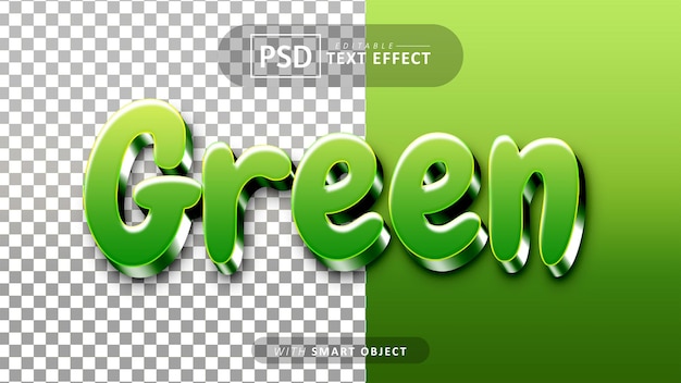 Green 3d text effect editable