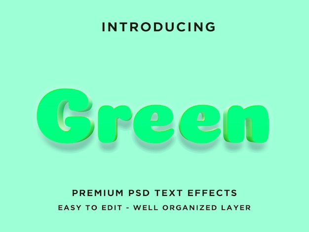 Green 3d Text Style Effect Premium PSD