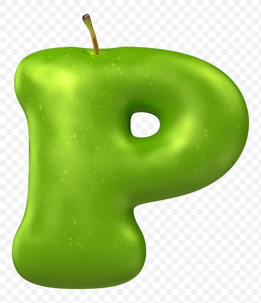 green apple alphabet letter p isolated 