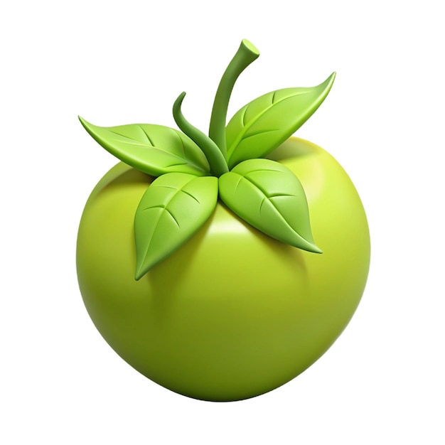 PSD a green apple with a green leaf on it