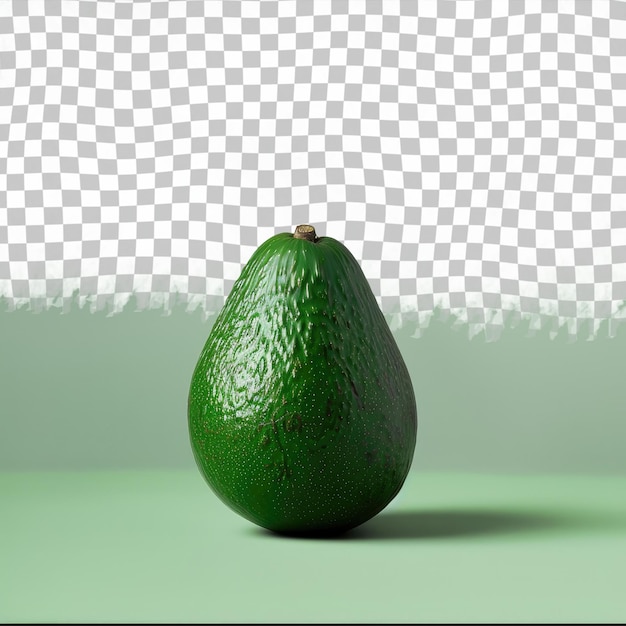 a green avocado is on a green table