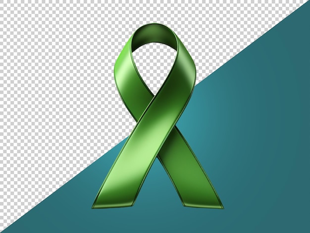 Green awereness ribbon with transparent background