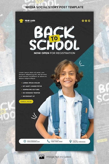 PSD green back to school media social story post template