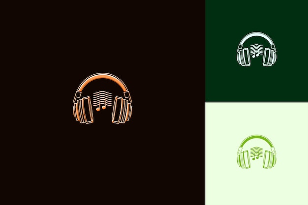 PSD a green background with a gold headphones on it