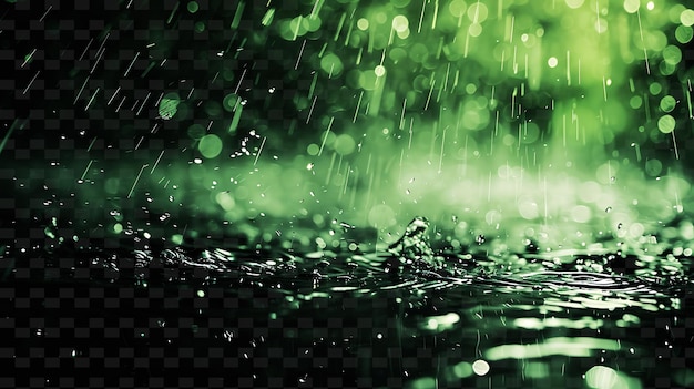 a green background with water drops