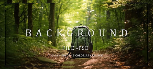 PSD green backpack on a forest trail