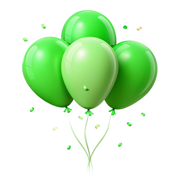 green balloons with a green ribbon and a yellow flower on the bottom