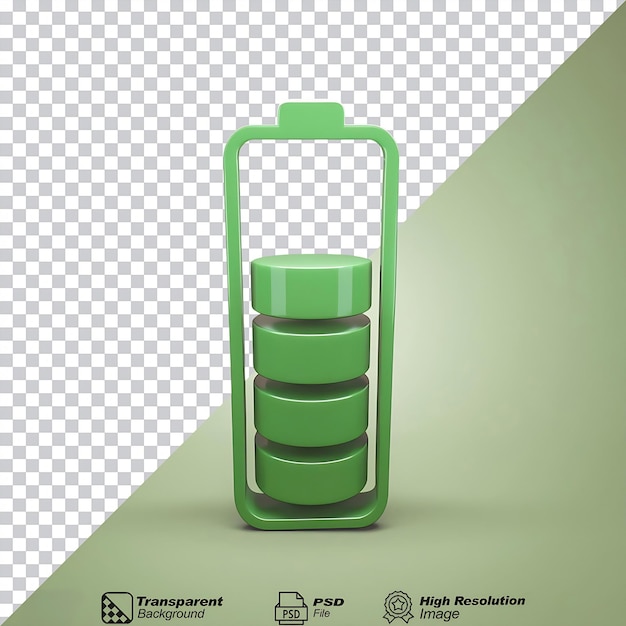 PSD green battery full icon isolated on transparent background