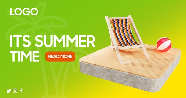 A green beach chair with the word summer on it