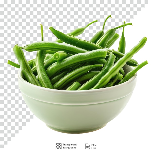 PSD green beans in a bowl transparent background