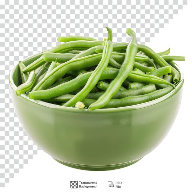 PSD green beans in a bowl transparent background