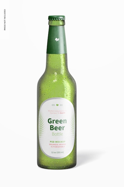 Green Beer Bottle Mockup