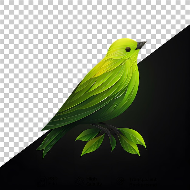 Green Bird Illustration on Transparent Background