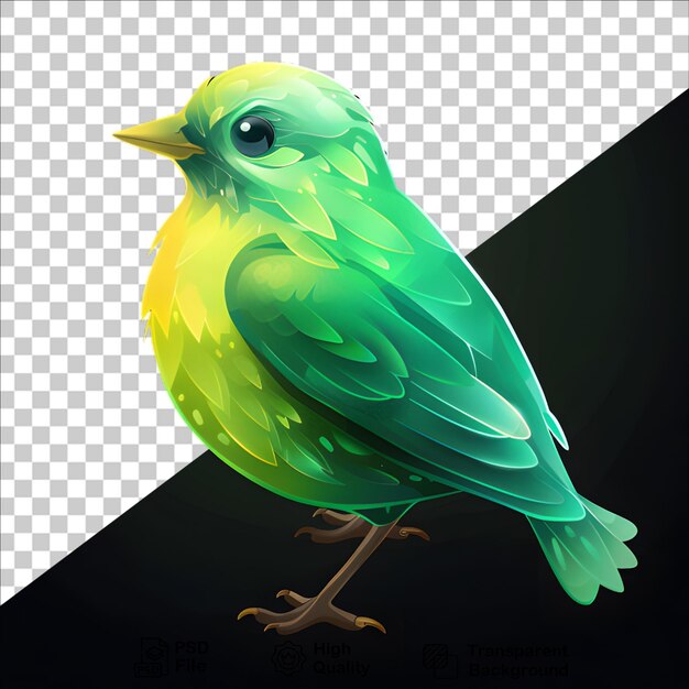 Green Bird Illustration on Transparent Background